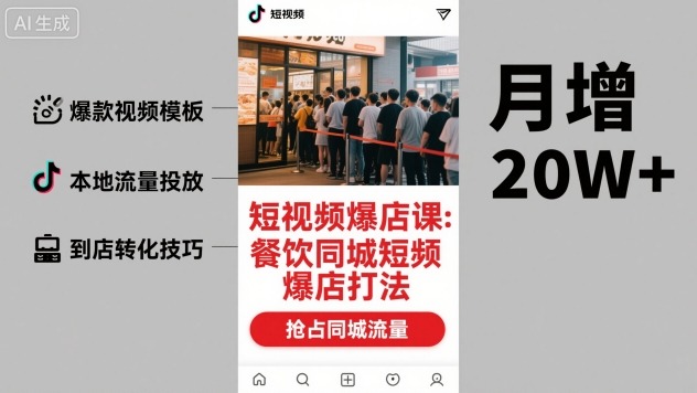 短视频爆店课，餐饮同城短视频爆店打法-沧海聊项目