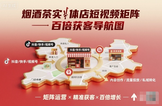 烟酒茶实体店短视频矩阵百倍获客导航图-沧海聊项目