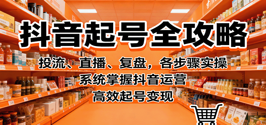 抖音起号全攻略，投流、直播、复盘，各步骤实操，系统掌握抖音运营，高效起号变现-沧海聊项目