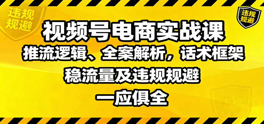 视频号电商实战课：推流逻辑、全案解析，话术框架，稳流量及违规规避等-沧海聊项目