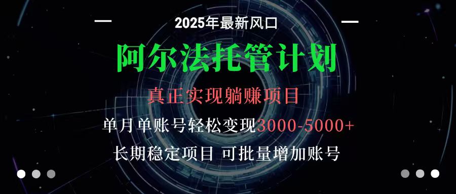 阿尔法托管计划 单账号月入3000-5000，长期稳定项目，新手小白轻松上手-沧海聊项目