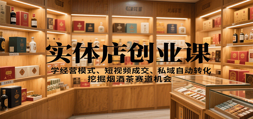 实体店创业课：学经营模式、短视频成交、私域自动转化，挖掘烟酒茶赛道机会-沧海聊项目