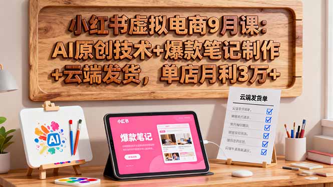 小红书虚拟电商9月课：AI原创技术+爆款笔记制作+云端发货，单店月利3万+-沧海聊项目