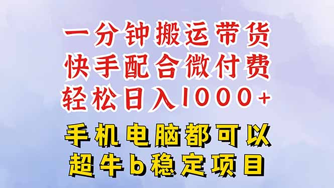 快手黑科技一分钟搬运带货，一刀不剪过原创，微付费投流玩法，轻松日入…-沧海聊项目