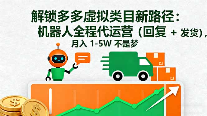 解锁多多虚拟类目新路径：机器人全程代运营(回复 + 发货-沧海聊项目