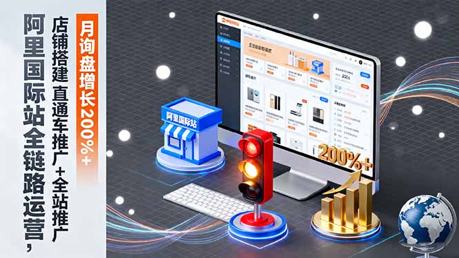 阿里国际站全链路运营，店铺搭建+直通车推广+全站推广，月询盘增长200%+-沧海聊项目