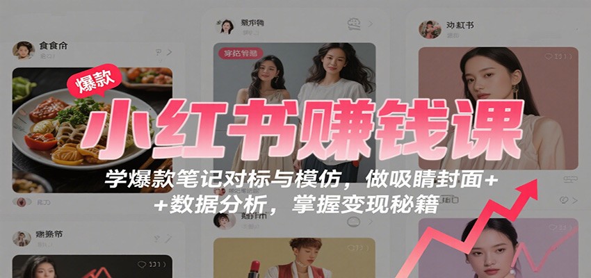 小红书赚钱课：学爆款笔记对标与模仿，做吸睛封面 + 数据分析，掌握变现秘籍-沧海聊项目