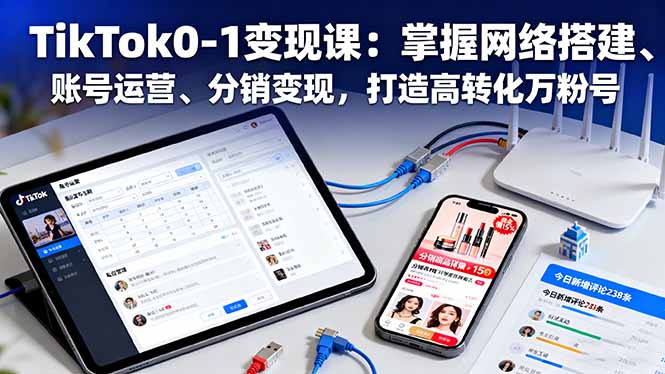 TikTok0-1变现课：掌握网络搭建、账号运营、分销变现，打造高转化万粉号-沧海聊项目