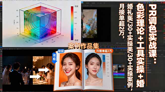 PR调色实战课：色彩理论+工具实操+婚礼医美/30+实操案例，月接单超2万-沧海聊项目