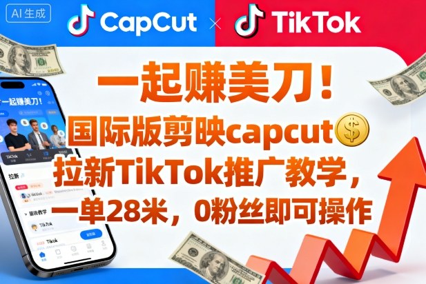 一起賺美刀！国际版剪映capcut拉新TikTok推广教学，一单28米，0粉丝即可操作(附推广入口和教学)-沧海聊项目