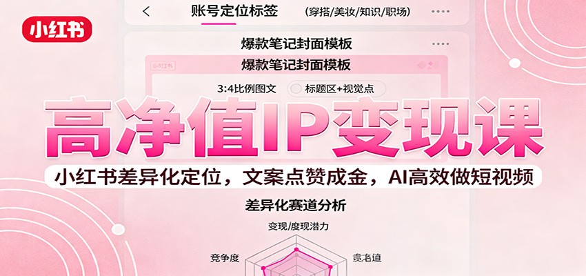 高净值IP变现课：小红书差异化定位，文案点赞成金， AI高效做短视频-沧海聊项目