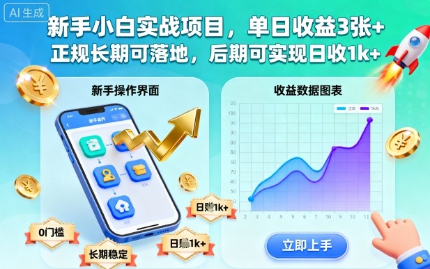 新手小白实战项目，单日收益3张+，正规长期可落地，后期可实现日收1k+【揭秘】-沧海聊项目