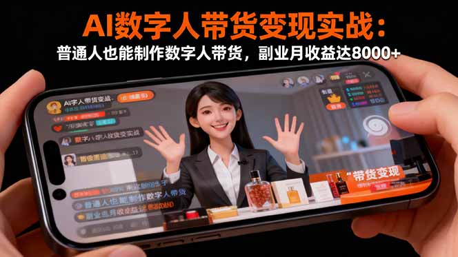 AI数字人带货变现实战：普通人也能制作数字人带货，副业月收益达8000+-沧海聊项目