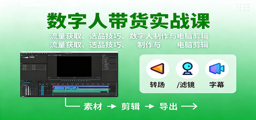 数字人变现实战课：流量获取、选品技巧、数字人制作与电脑剪辑-沧海聊项目