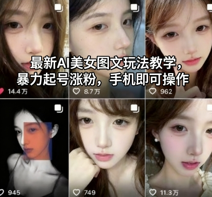 最新AI美女图文玩法教学，暴力起号涨粉，手机即可操作-沧海聊项目