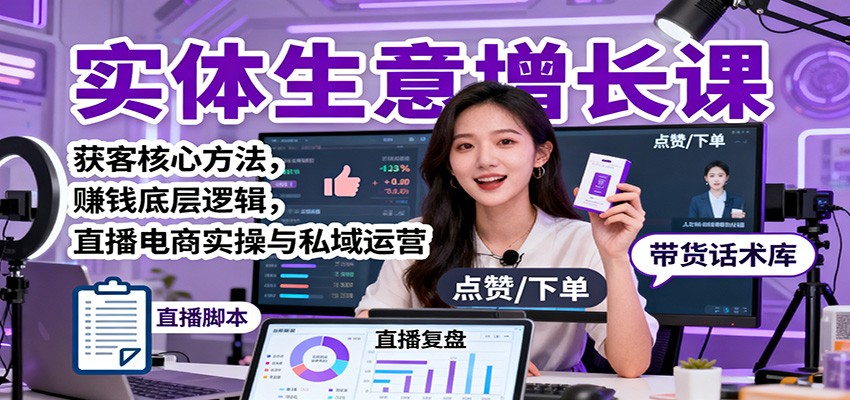 实体生意增长课：获客核心方法，赚钱底层逻辑，直播电商实操与私域运营-沧海聊项目
