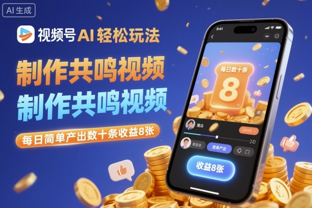 视频号AI轻松玩法，制作共鸣视频，每日简单产出数十条收益8张-沧海聊项目