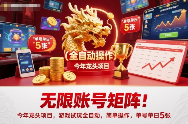 无限账号矩阵！今年龙头项目，游戏试玩全自动，简单操作，单号单日5张【揭秘】-沧海聊项目