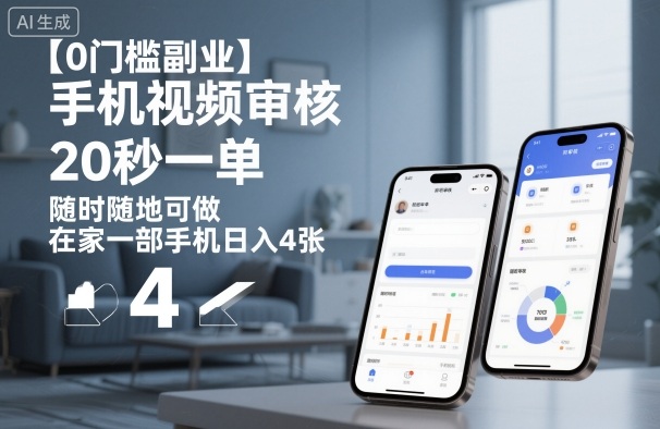 【0门槛副业】手机视频审核，20秒一单，随时随地可做，在家一部手机日入4张【揭秘】-沧海聊项目