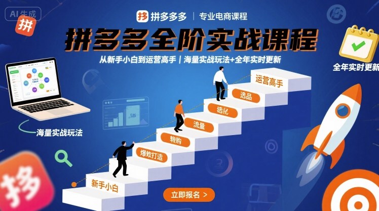 拼多多全阶实战课程，从新手小白到运营高手，海量实战玩法+全年实时更新【2025年10月更新】-沧海聊项目