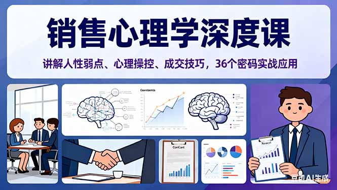 销售心理学深度课，讲解人性弱点、心理操控、成交技巧，36个密码实战应用-沧海聊项目