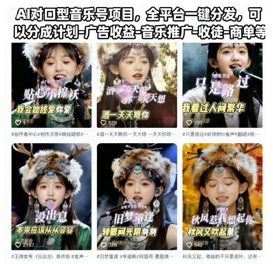 AI对口型音乐号项目，全平台一键分发，可以分成计划-广告收益-音乐推广-收徒-商单等-沧海聊项目