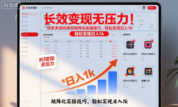 长效变现无压力！拼多多虚拟类目矩阵化实操技巧，轻松实现日入1k【揭秘】-沧海聊项目