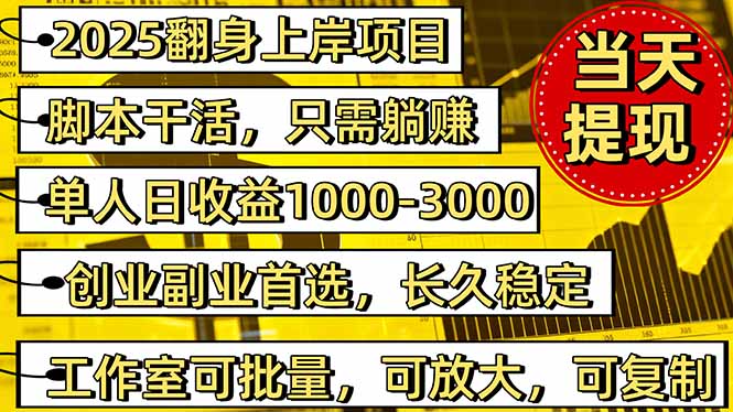 2025翻身上岸项目脚本干活，内部客户经理内部开号，单人日收益1000-300…-沧海聊项目