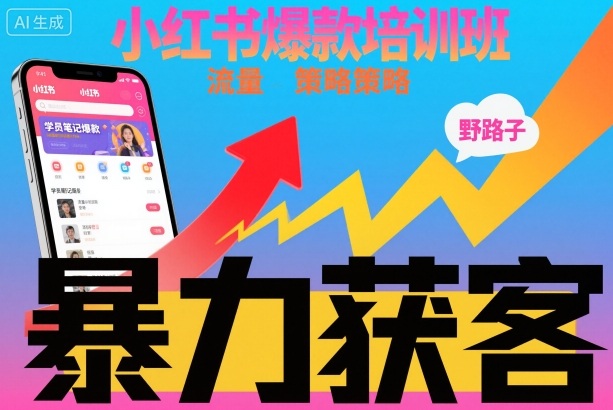 小红书爆款培训班，小红书获客野路子流量打法，暴力持续获客-沧海聊项目