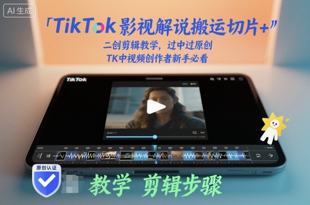 TikTok影视解说搬运切片+二创剪辑教学，过中过原创，TK中视频创作者新手必看-沧海聊项目
