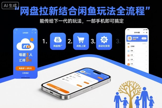 网盘拉新结合闲鱼玩法全流程，能传给下一代的玩法，一部手机即可搞定(附入口渠道以及实操教程)-沧海聊项目