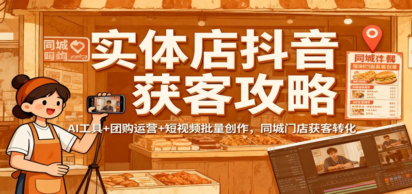 实体店抖音获客攻略：AI工具+团购运营+短视频批量创作，同城门店获客转化-沧海聊项目