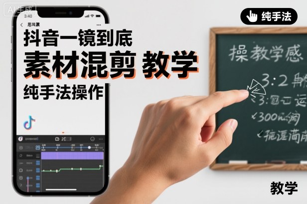 抖音一镜到底素材混剪教学，纯手法操作-沧海聊项目