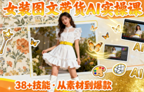 女装图文带货的AI实操课，覆盖38个实用技能，快速提升素材制作效率-沧海聊项目