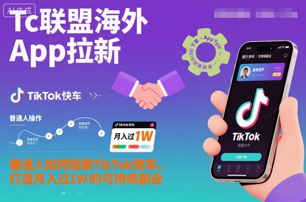 Tc联盟海外App拉新：普通人如何搭乘TikTok快车，打造月入过1W的可持续副业-沧海聊项目