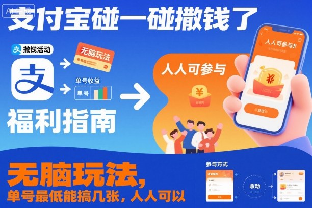 支付宝碰一碰撒钱了，无脑玩法，单号最低能搞几张，人人可以撸【揭秘】-沧海聊项目