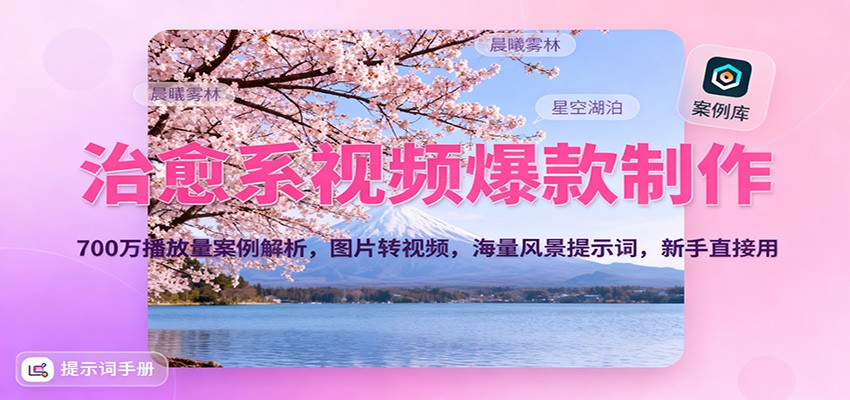 治愈系视频爆款制作，700万播放量案例解析，图片转视频，海量风景提示词，新手直接用-沧海聊项目