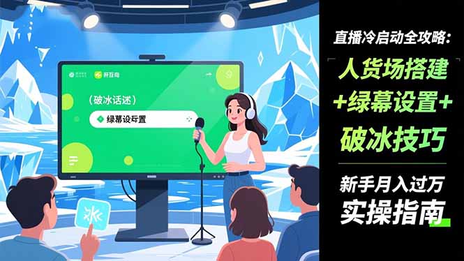 直播冷启动全攻略:人货场搭建+绿幕设置+破冰技巧，新手月入过万实操指南-沧海聊项目