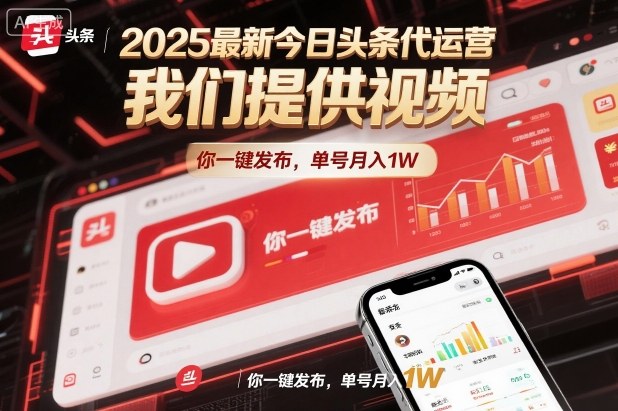 2025最新今日头条代运营，我们提供视频，你一键发布，单号月入1W【揭秘】-沧海聊项目