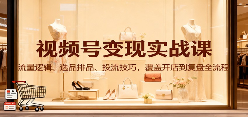 视频号变现实战课：流量逻辑、选品排品、投流技巧，覆盖开店到复盘全流程-沧海聊项目