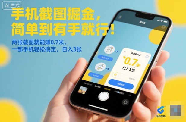 手机截图掘金，简单到有手就行！两张截图就能賺0.7米，一部手机轻松搞定，日入3张【揭秘】-沧海聊项目