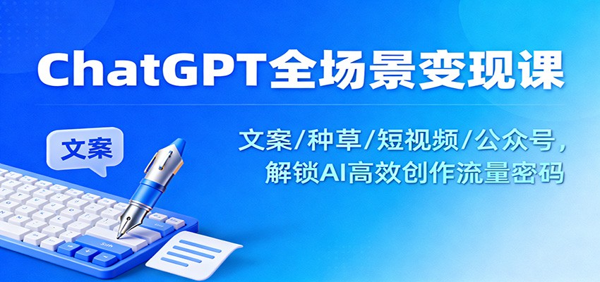 ChatGPT全场景变现课：文案/种草/短视频/公众号，解锁AI高效创作流量密码-沧海聊项目