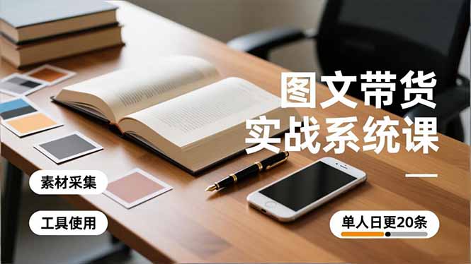 图文带货实战系统课，工具使用、素材采集、防同质化，单人日更20条月入3w+-沧海聊项目