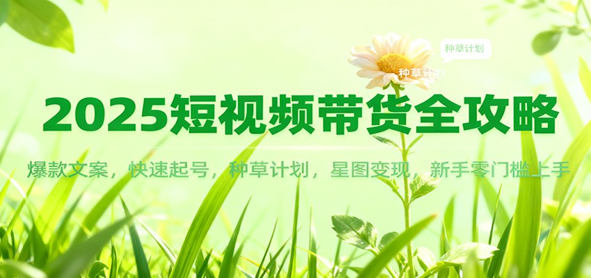 2025短视频带货全攻略：爆款文案，快速起号，种草计划，星图变现，新手零门槛上手-沧海聊项目
