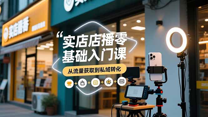 实体店播零基础入门课，实体店+短视频+直播+微信生态+私域社群，从流量获取到私域转化-沧海聊项目