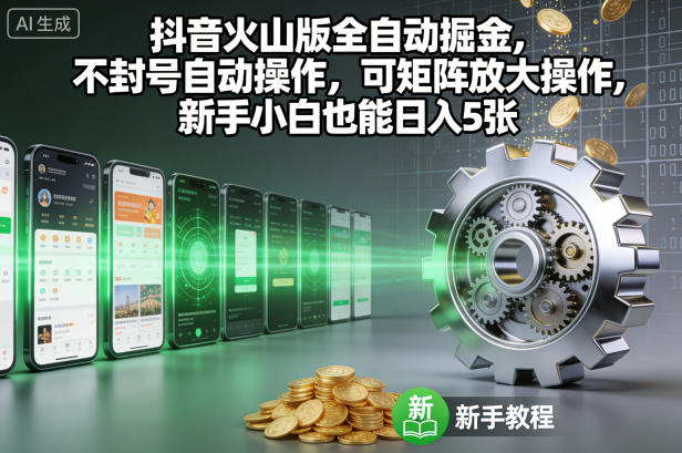 抖音火山版全自动掘金，不封号自动操作，可矩阵放大操作，新手小白也能日入5张【揭秘】-沧海聊项目