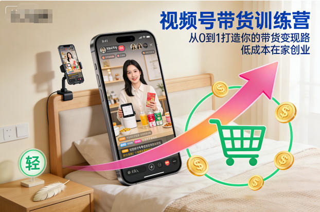 视频号带货训练营，从0到1打造你的带货变现路，低成本在家创业-沧海聊项目