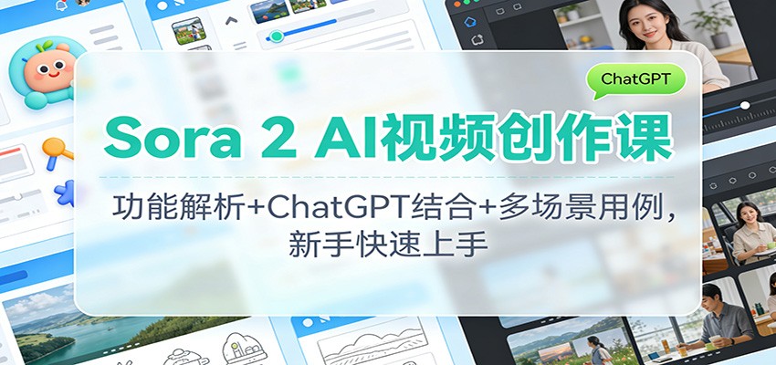 Sora 2 AI视频创作课：功能解析+ChatGPT结合+多场景用例，新手快速上手-沧海聊项目