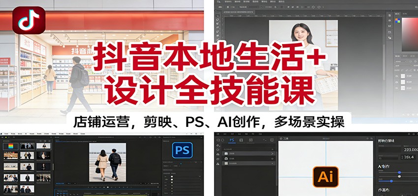 抖音本地生活+设计全技能课：店铺运营，剪映、PS、AI创作，多场景实操-沧海聊项目