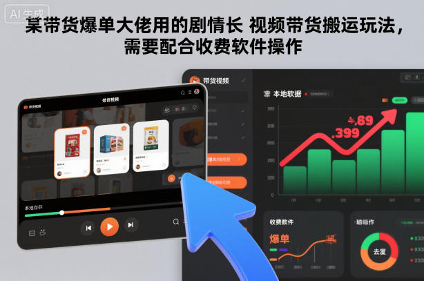 某带货爆单大佬用的剧情长视频带货搬运玩法，需要配合收费软件操作-沧海聊项目